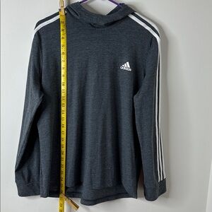 Adidas Men's Dark Gray Hoodie with White Stripes | 35% Cotton | size XL